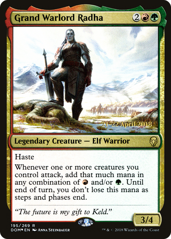 {R} Grand Warlord Radha [Dominaria Prerelease Promos][PR DOM 195]