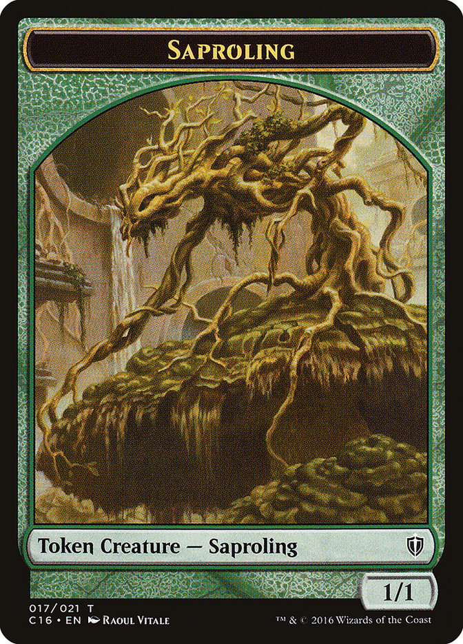 {T} Saproling (016) // Saproling (017) Double-sided Token [Commander 2016 Tokens][TC16 016]