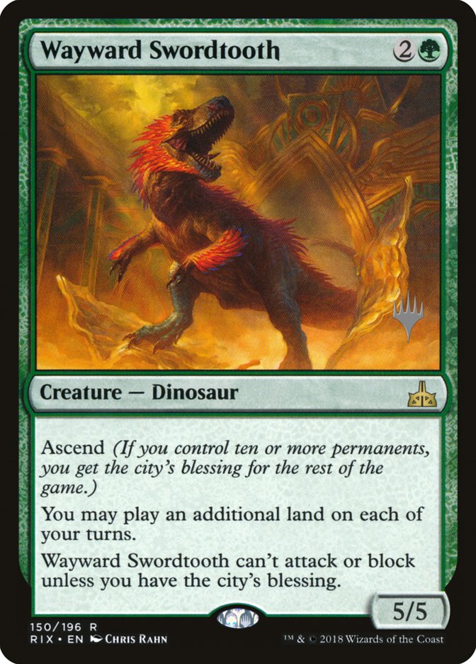 {R} Wayward Swordtooth (Promo Pack) [Rivals of Ixalan Promos][PP RIX 150]