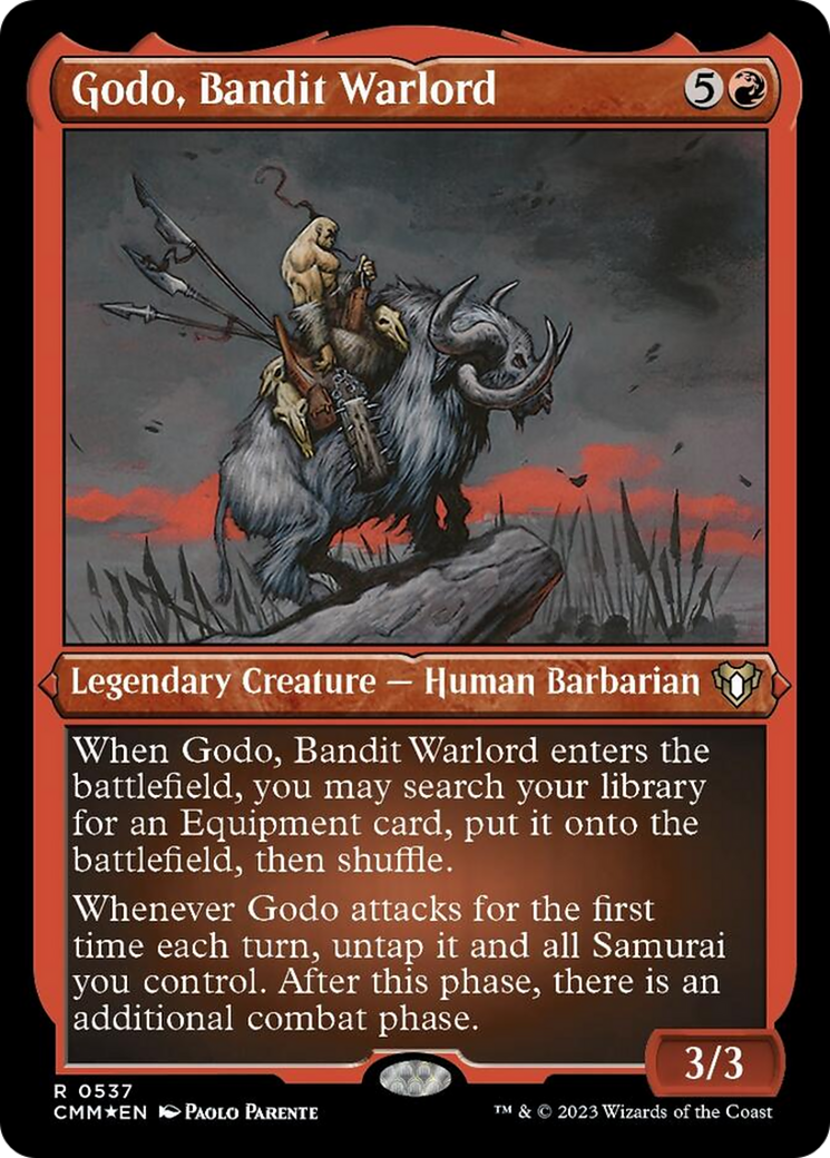 {R} Godo, Bandit Warlord (Foil Etched) [Commander Masters][CMM 537]