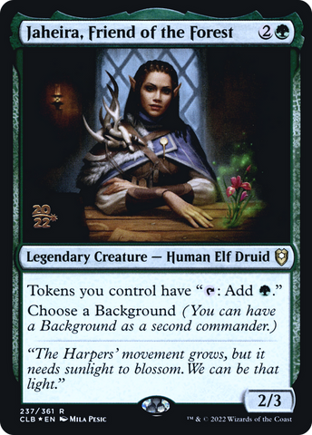 {R} Jaheira, Friend of the Forest [Commander Legends: Battle for Baldur's Gate Prerelease Promos][PR CLB 237]