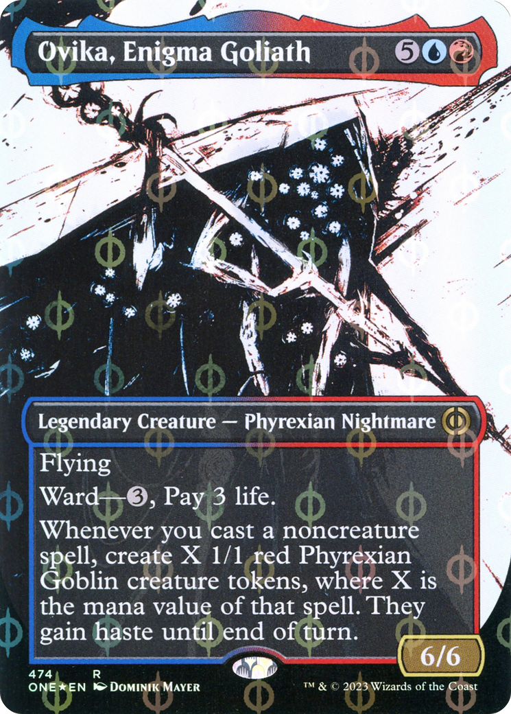 {R} Ovika, Enigma Goliath (Borderless Ichor Step-and-Compleat Foil) [Phyrexia: All Will Be One][ONE 474]
