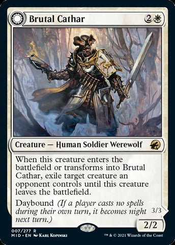{R} Brutal Cathar // Moonrage Brute [Innistrad: Midnight Hunt][MID 007]