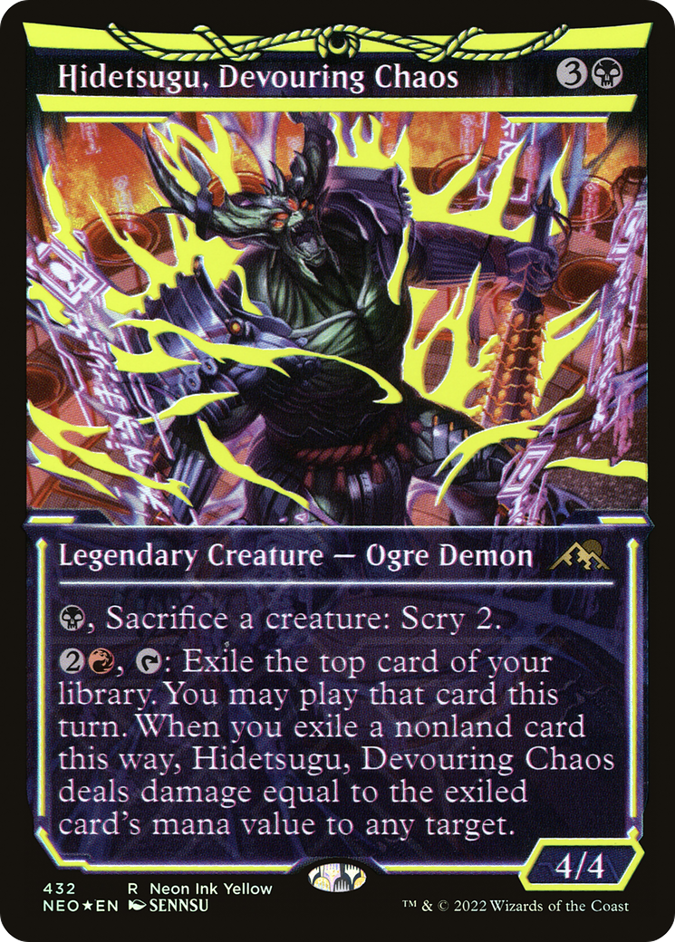 {R} Hidetsugu, Devouring Chaos (Neon Ink Yellow) [Kamigawa: Neon Dynasty][NEO 432]