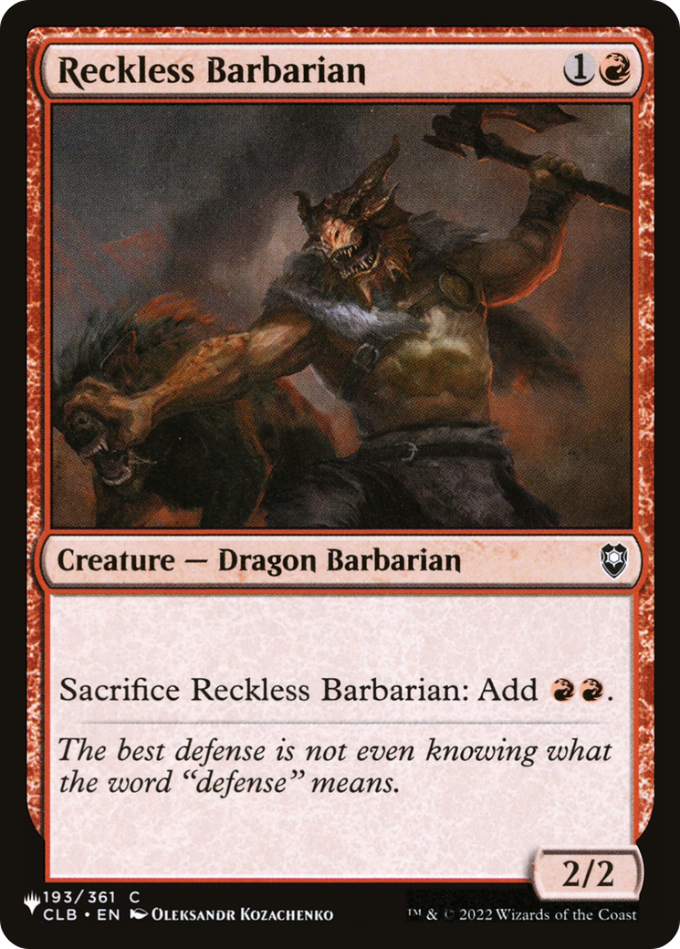 Reckless Barbarian [LIST 193/361]