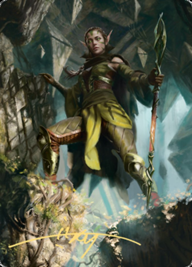 {A} Nissa of Shadowed Boughs 1 Art Card (Gold-Stamped Signature) [Zendikar Rising Art Series][GS AZNR 005]