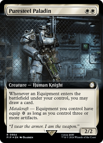 {R} Puresteel Paladin (Extended Art) (Surge Foil) [Fallout][PIP 984]