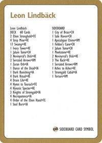 {R} 1996 Leon Lindback Decklist Card [World Championship Decks][GB PTC NULL]