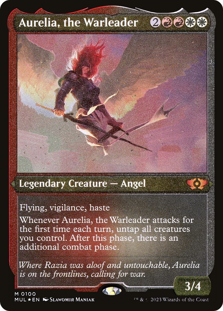 {R} Aurelia, the Warleader (Foil Etched) [Multiverse Legends][MUL 100]