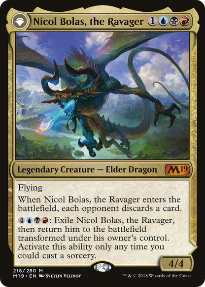 {R} Nicol Bolas, the Ravager // Nicol Bolas, the Arisen [Core Set 2019][M19 218] - Misty Mountain Games