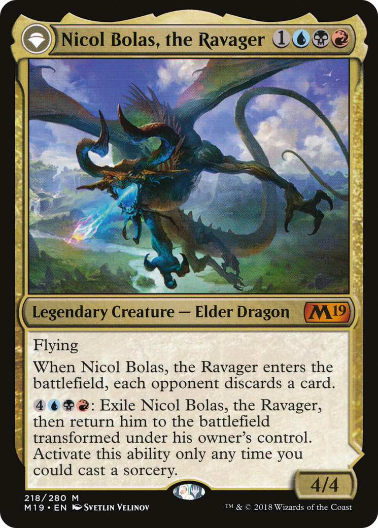 {R} Nicol Bolas, the Ravager // Nicol Bolas, the Arisen [Core Set 2019][M19 218] - Misty Mountain Games