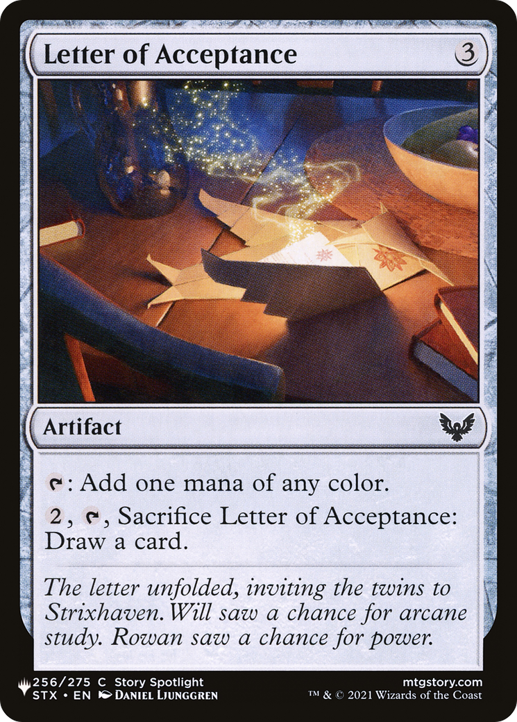 Letter of Acceptance [LIST 256/275]