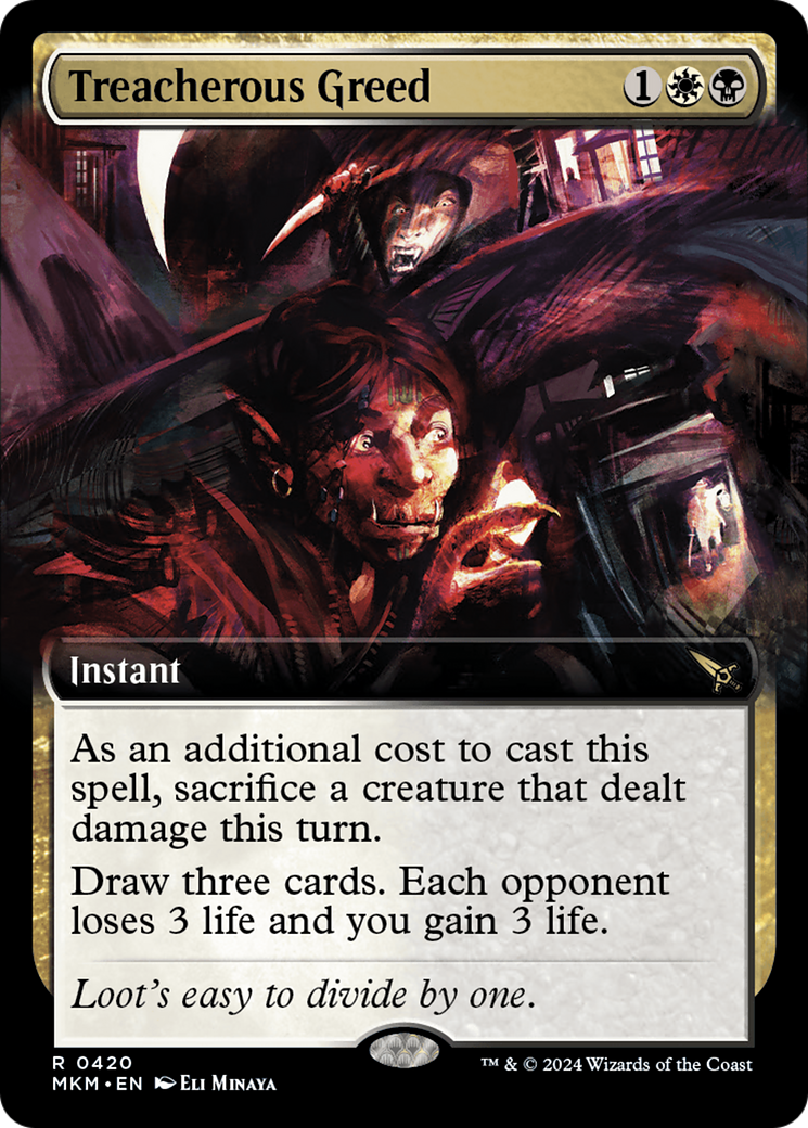 {@R} Treacherous Greed (Extended Art) [Murders at Karlov Manor][MKM 420]
