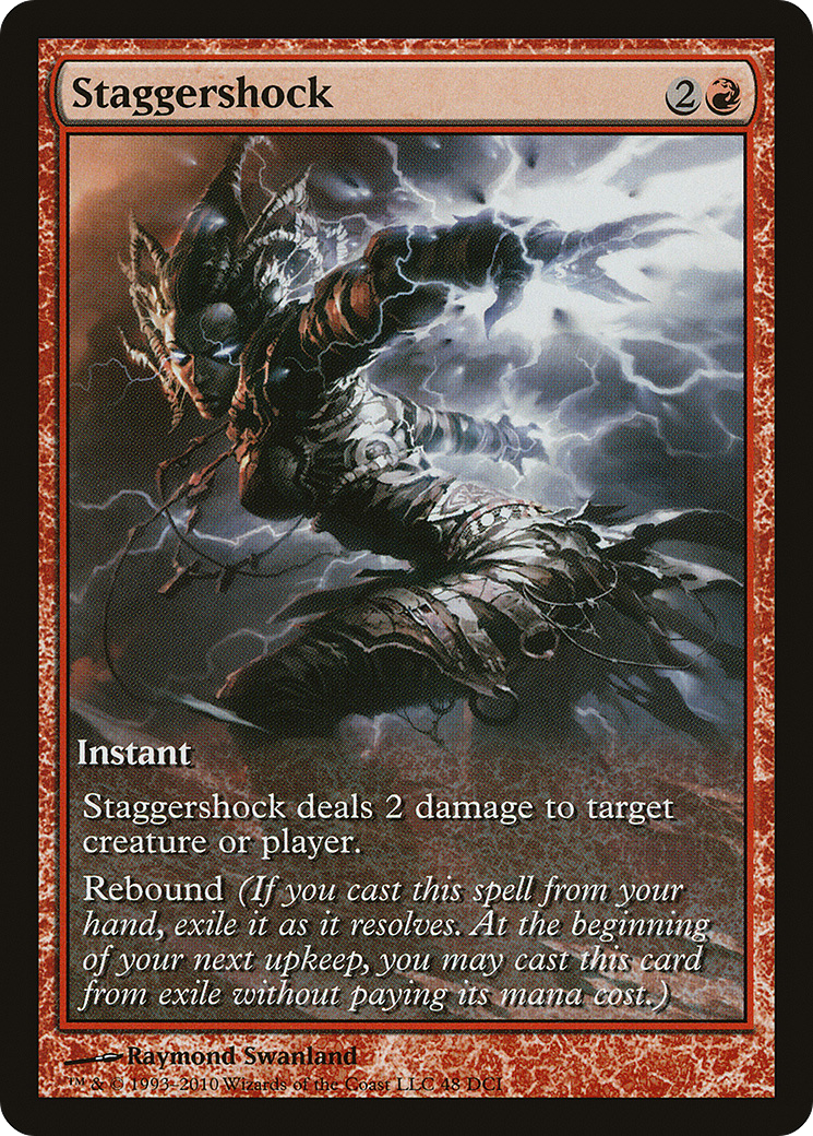 {R} Staggershock (Game Day) (Extended Art) [Rise of the Eldrazi Promos][PA ROE 048]