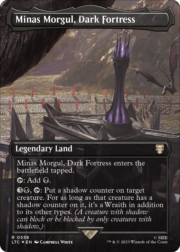 {R} Minas Morgul, Dark Fortress (Borderless) (Surge Foil) [The Lord of the Rings: Tales of Middle-Earth Commander][LTC 558]