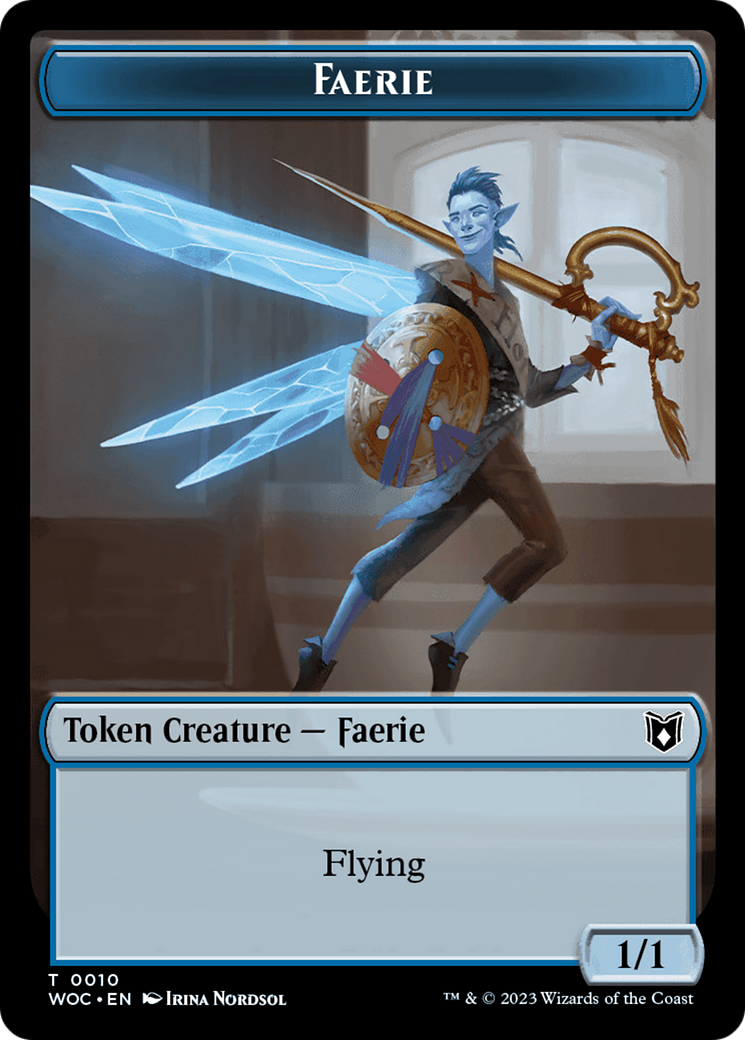 {T} Faerie // Saproling Double-Sided Token [Wilds of Eldraine Commander Tokens][TWOC 10//15]
