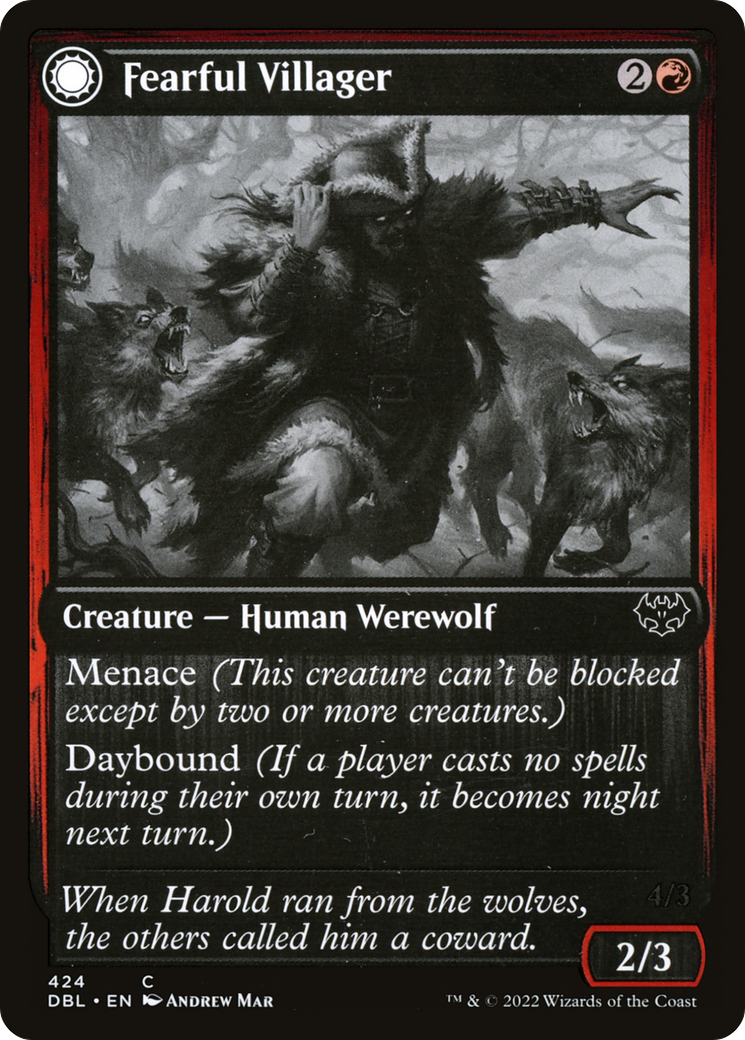 {C} Fearful Villager // Fearsome Werewolf [Innistrad: Double Feature][DBL 424]