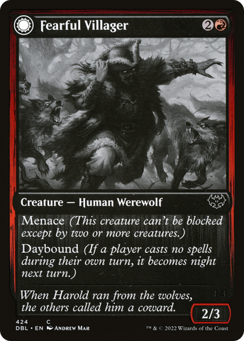 {C} Fearful Villager // Fearsome Werewolf [Innistrad: Double Feature][DBL 424]