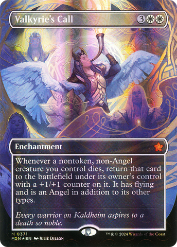 {@R} Valkyrie's Call (Borderless) (Mana Foil) [Foundations][FDN 371]