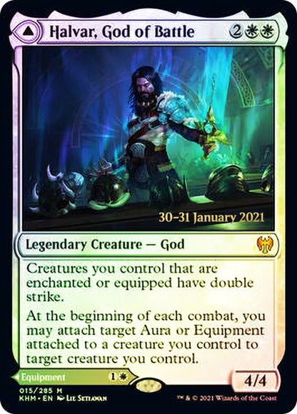 {R} Halvar, God of Battle // Sword of the Realms [Kaldheim Prerelease Promos][PR KHM 015]