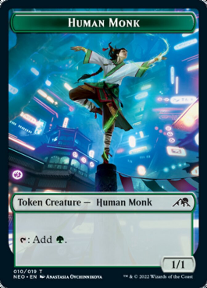 {T} Samurai // Human Monk Double-sided Token [Kamigawa: Neon Dynasty Tokens][TNEO 003]