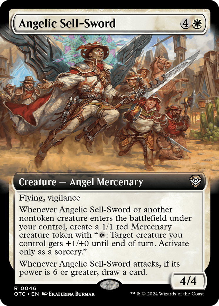 {R} Angelic Sell-Sword (Extended Art) [Outlaws of Thunder Junction Commander][OTC 046]