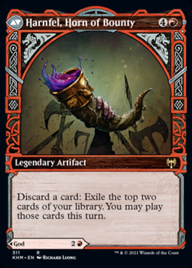 {R} Birgi, God of Storytelling // Harnfel, Horn of Bounty (Showcase) [Kaldheim][KHM 311]