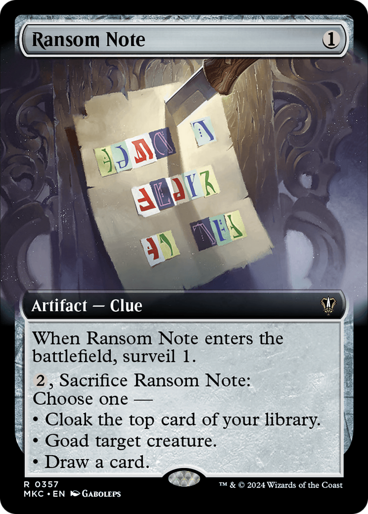 {R} Ransom Note (0357) (Extended Art) [Murders at Karlov Manor Commander][MKC 357]