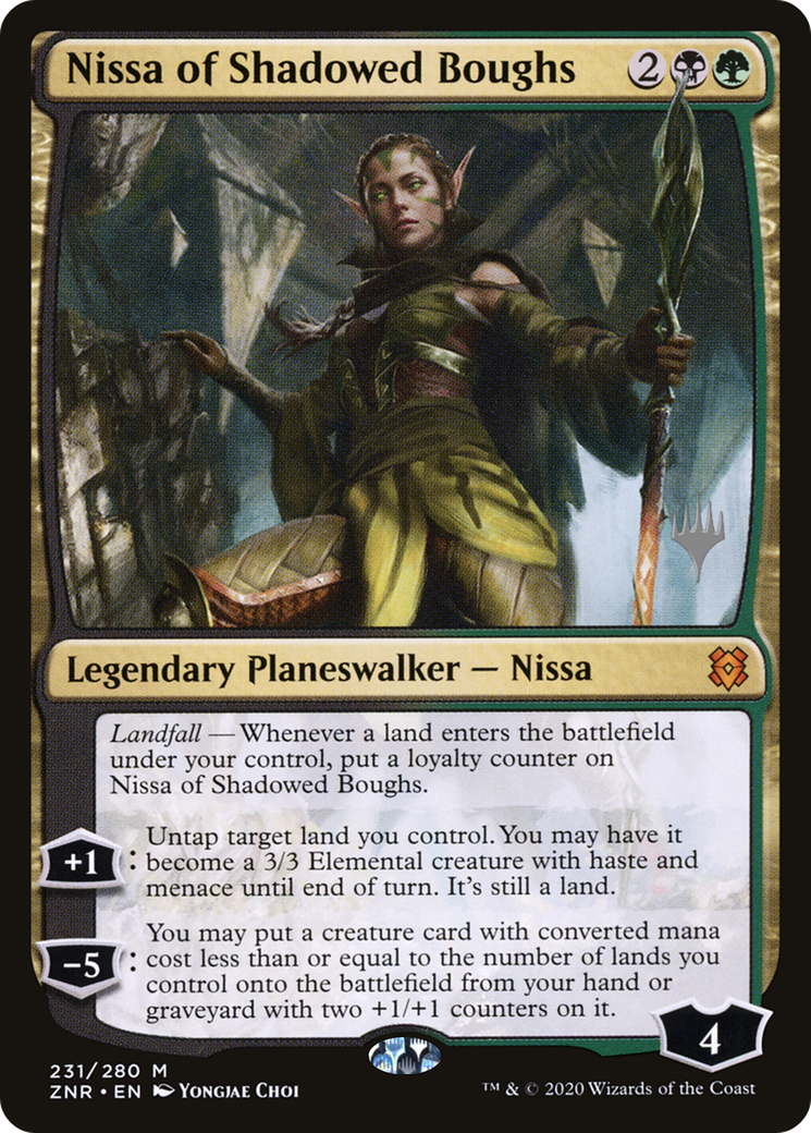 {R} Nissa of Shadowed Boughs (Promo Pack) [Zendikar Rising Promos][PP ZNR 231]