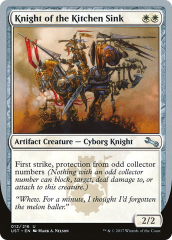 {C} Knight of the Kitchen Sink ("protection from odd collector numbers") [Unstable][UST 12D]