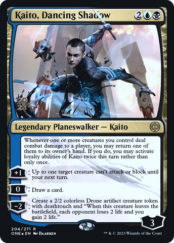 {R} Kaito, Dancing Shadow [Phyrexia: All Will Be One Prerelease Promos][PR ONE 204]
