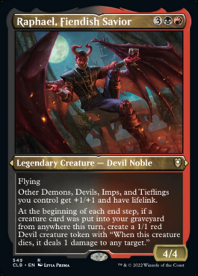 {R} Raphael, Fiendish Savior (Foil Etched) [Commander Legends: Battle for Baldur's Gate][CLB 549]