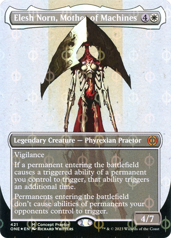 {R} Elesh Norn, Mother of Machines (Borderless Concept Preators Step-and-Compleat Foil) [Phyrexia: All Will Be One][ONE 421]