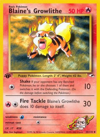 [PKM] Blaine's Growlithe (35/132) [Gym Heroes 1st Edition]