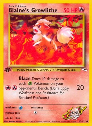 [PKM] Blaine's Growlithe (62/132) [Gym Heroes 1st Edition]