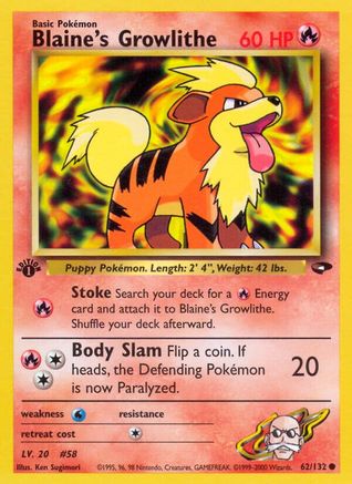 [PKM] Blaine's Growlithe (62/132) [Gym Challenge 1st Edition]