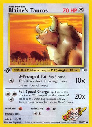 [PKM] Blaine's Tauros (64/132) [Gym Heroes 1st Edition]