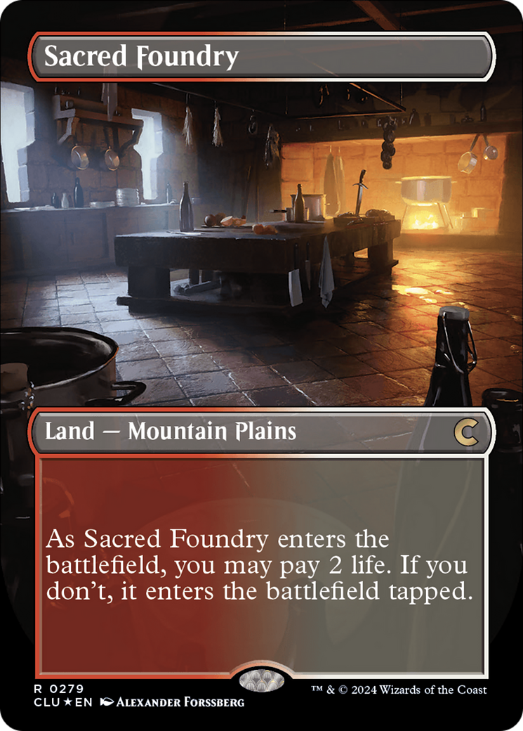 {R} Sacred Foundry (Borderless) [Ravnica: Clue Edition][CLU 279]