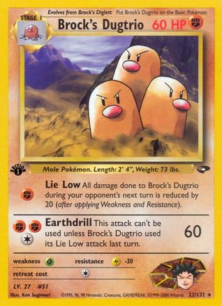[PKM] Brock's Dugtrio (22/132) [Gym Challenge 1st Edition]