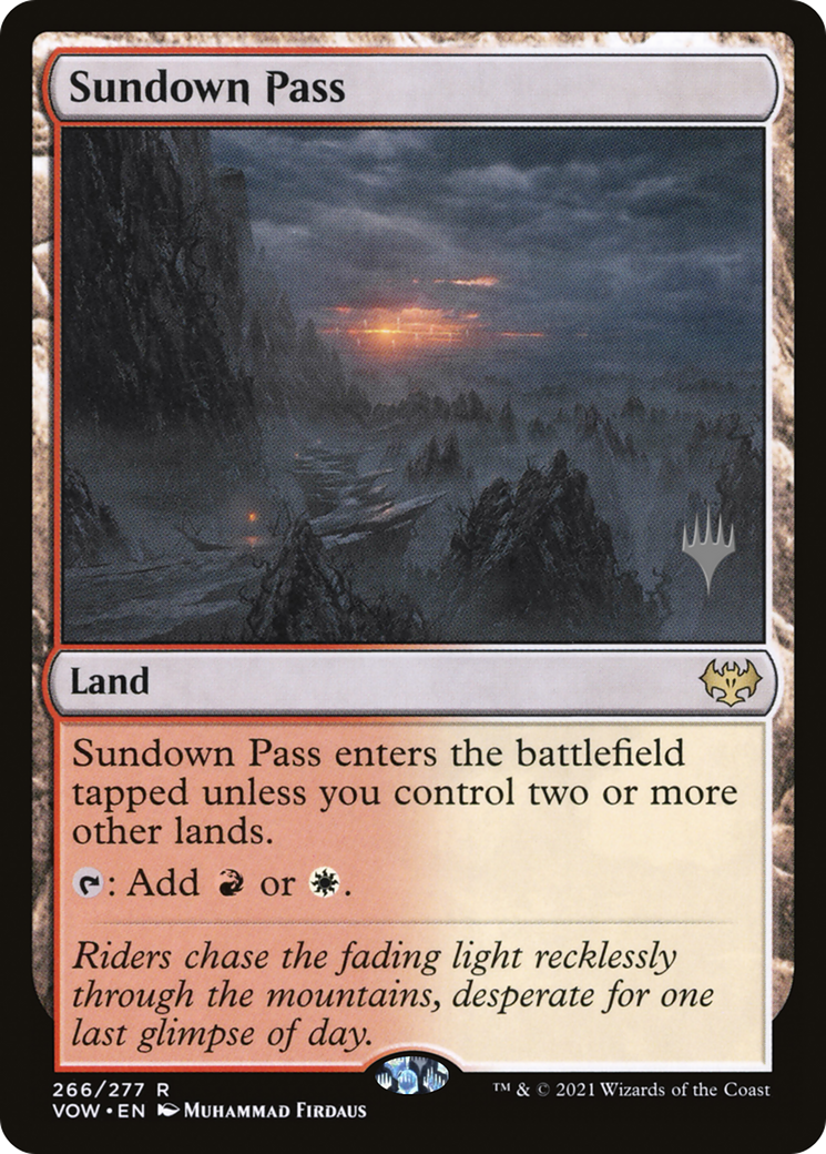 {R} Sundown Pass (Promo Pack) [Innistrad: Crimson Vow Promo Pack][PP VOW 266]