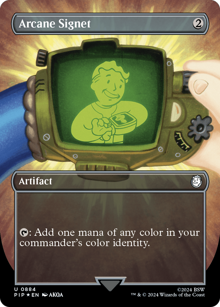 {C} Arcane Signet (Borderless) (Surge Foil) [Fallout][PIP 884]
