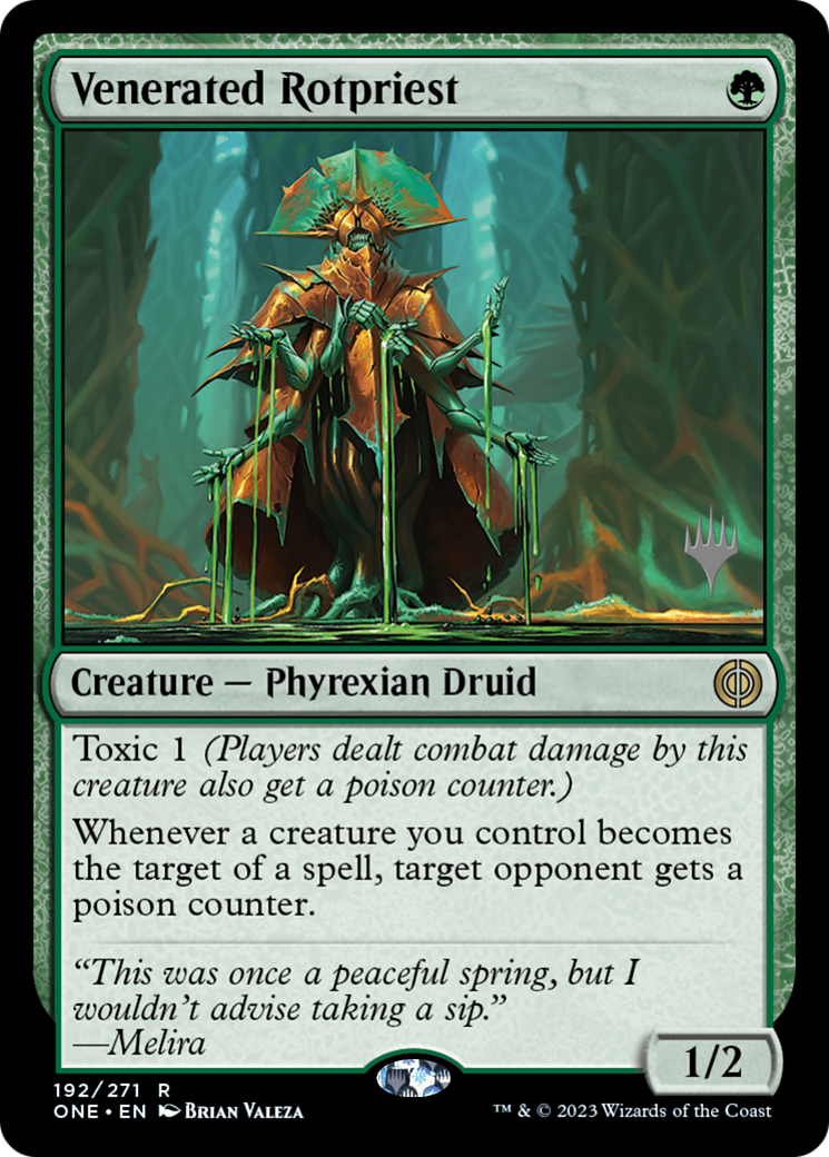 {R} Venerated Rotpriest (Promo Pack) [Phyrexia: All Will Be One Promos][PP ONE 192]