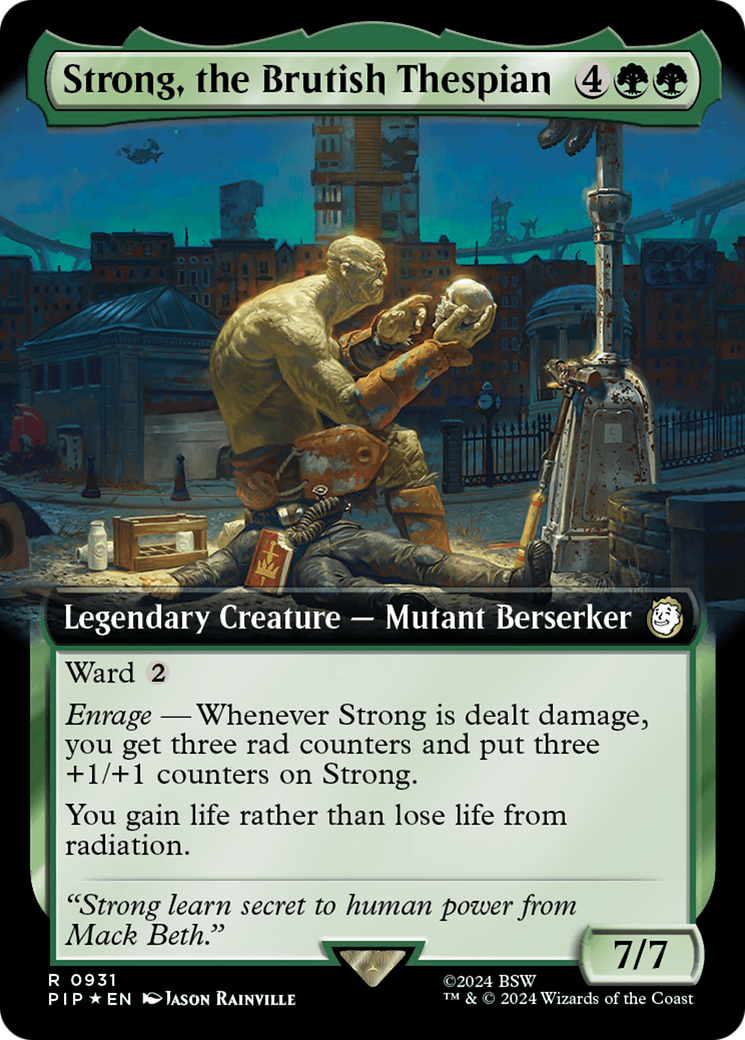 {R} Strong, the Brutish Thespian (Extended Art) (Surge Foil) [Fallout][PIP 931]