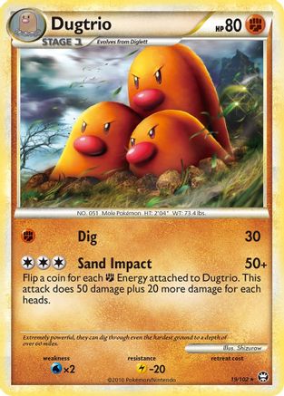 [PKM] Dugtrio (19/102) [HeartGold & SoulSilver: Triumphant]