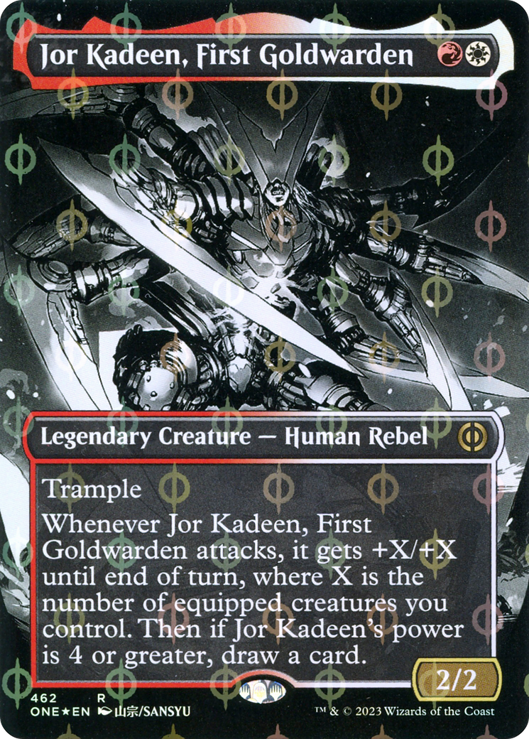 {R} Jor Kadeen, First Goldwarden (Borderless Manga Step-and-Compleat Foil) [Phyrexia: All Will Be One][ONE 462]