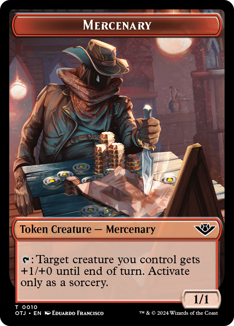 {T} Mercenary // Spirit Double-Sided Token [Outlaws of Thunder Junction Tokens][TOTJ 10//5]