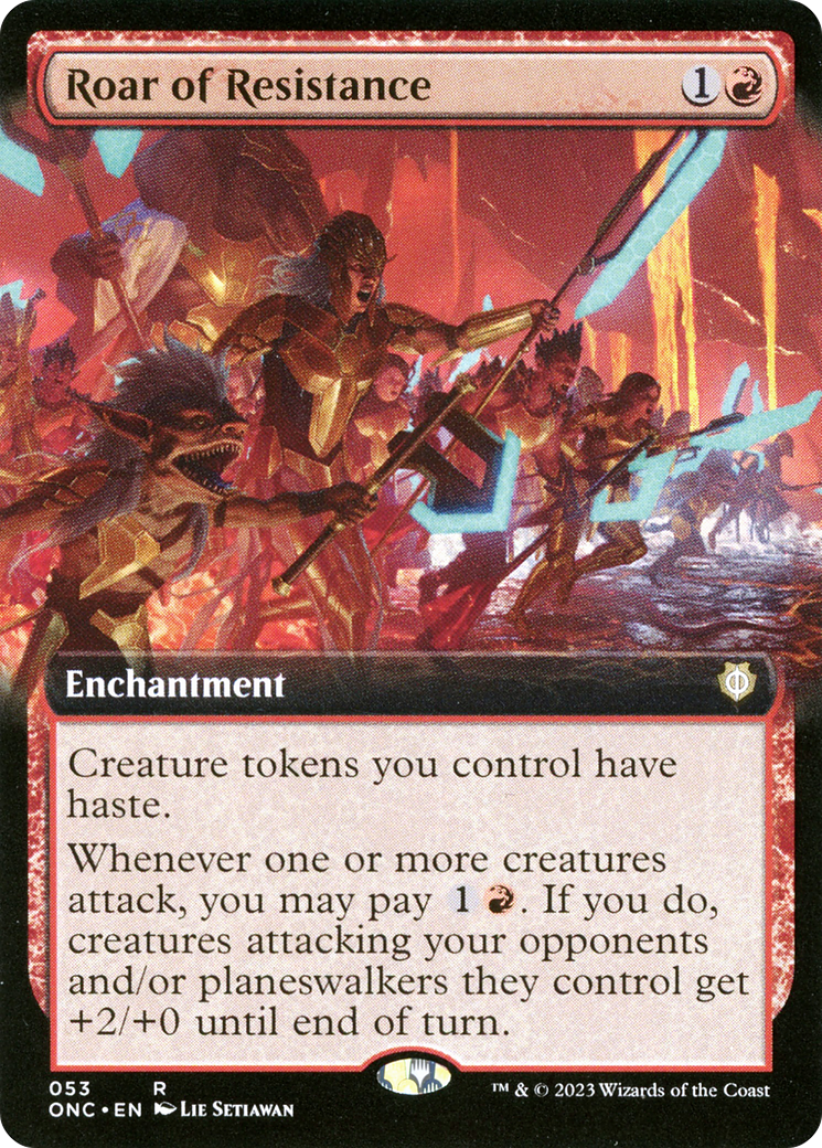 {R} Roar of Resistance (Extended Art) [Phyrexia: All Will Be One Commander][ONC 053]