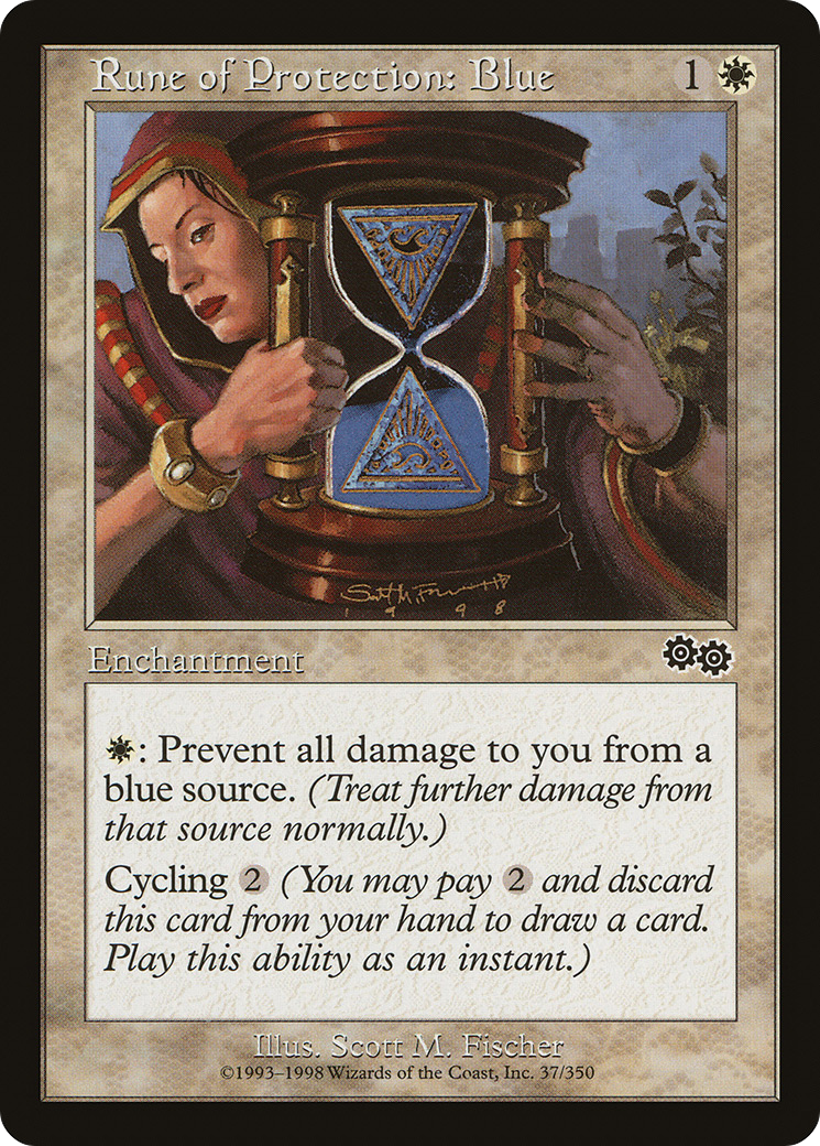 {C} Rune of Protection: Blue [Urza's Saga][USG 037]