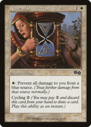 {C} Rune of Protection: Blue [Urza's Saga][USG 037]