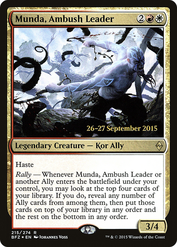 {R} Munda, Ambush Leader [Battle for Zendikar Prerelease Promos][PR BFZ 215]